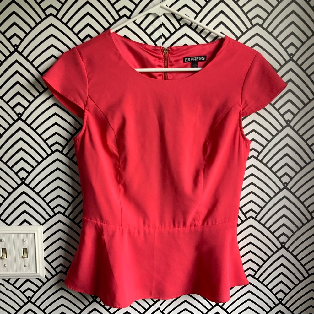 Express peplum top red/pink blouse shirt